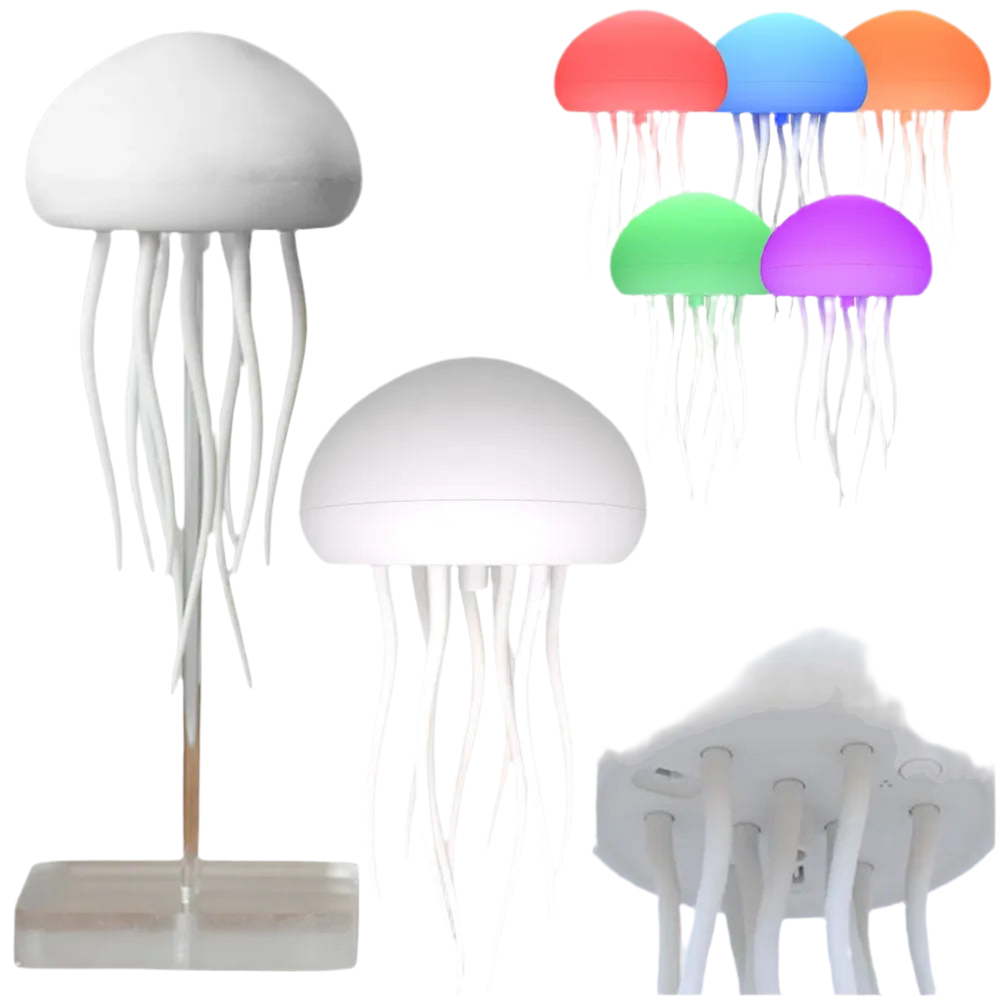 Cartoon Dancing Jellyfish Night Light RGB Gradient Cute Jellyfish Bedside Lamp Voice Control Type-C Charging LED Night Lamp