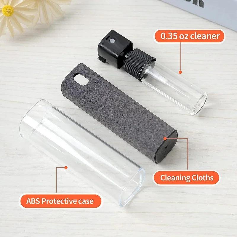 2 in 1 Microfiber Screen Cleaner Spray Bottle with Cloth for Mobile Phone Tablet Computer Touch Screen Dust Removal Wipes Set