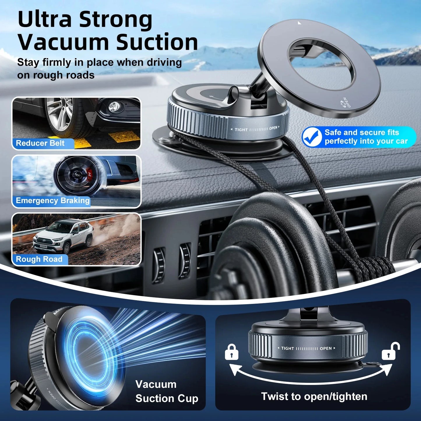 Magnetic Car Mount Strong Magnetic 360° Rotation Foldable Phone Holder For Cell Phone For iphone 12 13 14 15 16 Live Streaming 